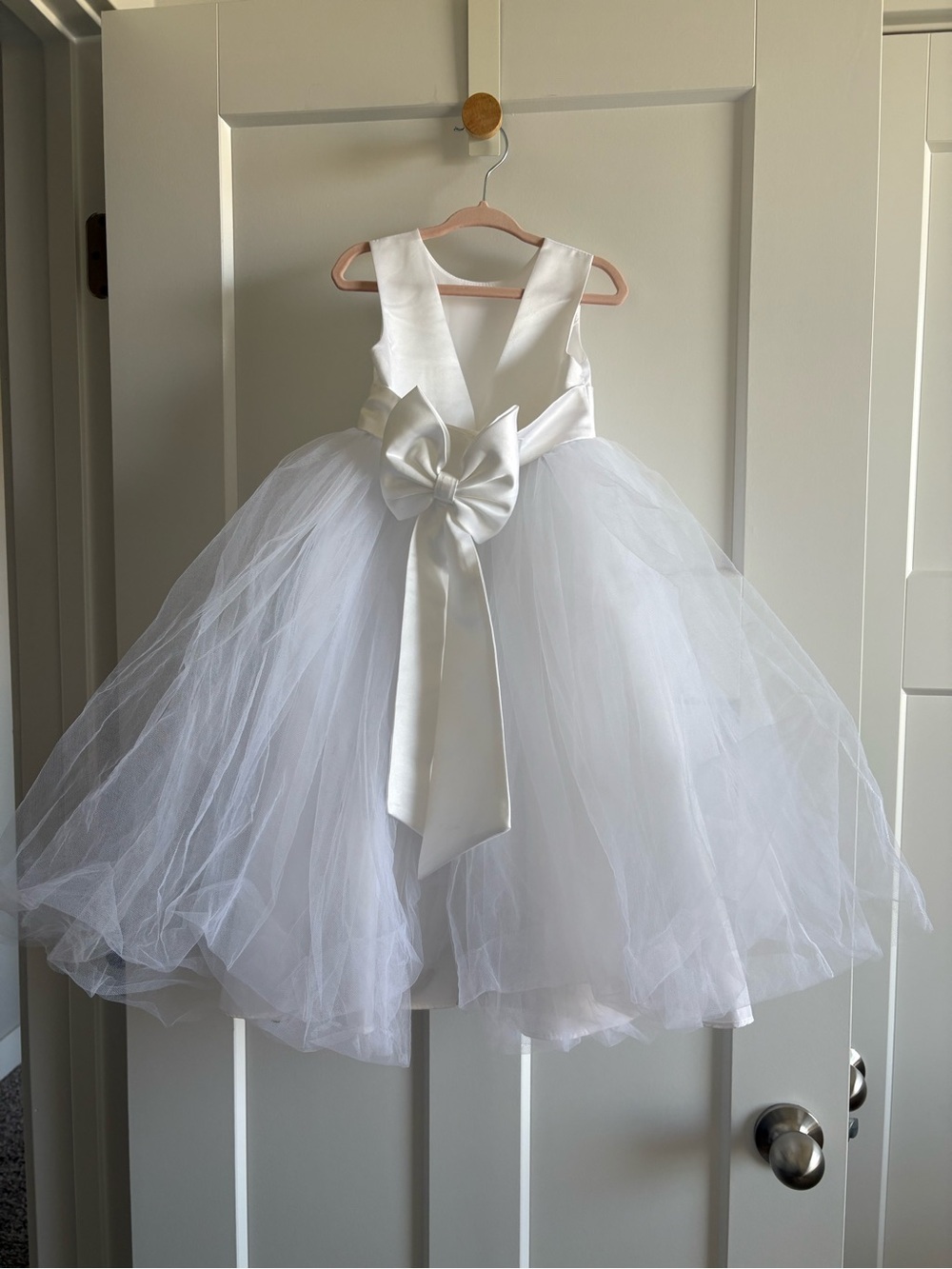 White Flower Girl Tulle Dress - Picture 4 of 11